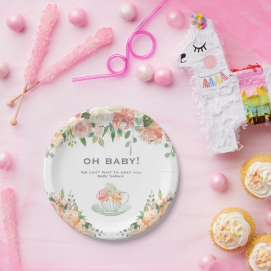 ヴィンテージのティーカップのベビーシャワーの花のプレート ペーパープレート (パーティー)