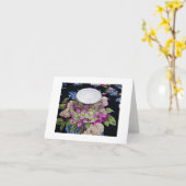 ヴィンテージのティーカップの紫色のバイオレットの空白のなカード カード (黄色い花)