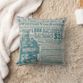 ヴィンテージのティール（緑がかった色）のタイポグラフィコーニッシュ器官の楽器 クッション (ブランケット)