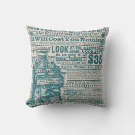 ヴィンテージのティール(緑がかった色)のタイポグラフィコーニッシュ器官の楽器 クッション