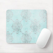 ヴィンテージのティール（緑がかった色）のダマスク織のマウスパッド マウスパッド (マウス)