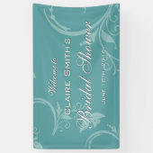 ヴィンテージのティール(緑がかった色)の花柄の歓迎のブライダルシャワー 横断幕 (縦)