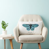 ヴィンテージのティール（緑がかった色）の青い蝶イラストレーション- 1800's ランバークッション (椅子)