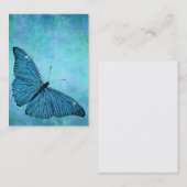 ヴィンテージのティール(緑がかった色)の青い蝶19世紀のイラストレーション 名刺 (正面/裏面)