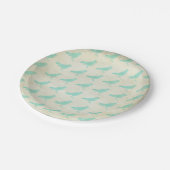 ヴィンテージのティール(緑がかった色)の鳥 ペーパープレート (アングル)