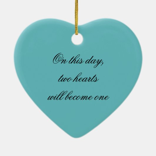 ヴィンテージのティール（緑がかった色）の黒のダマスク織の保存日付のオーナメント セラミックオーナメント (裏面)