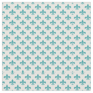 ヴィンテージのティール（緑がかった色）の（紋章の）フラ・ダ・リパターン ファブリック