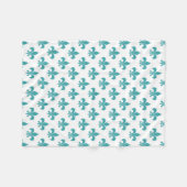 ヴィンテージのティール(緑がかった色)の(紋章の)フラ・ダ・リパターン フリースブランケット (正面(横))