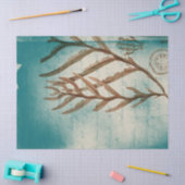 ヴィンテージのティール(緑がかった色)切り離し 薄葉紙 (クラフト)