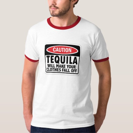 ヴィンテージのテキーラの注意の印 Tシャツ (正面)