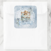 ヴィンテージのテディベアはクリスブルーとブラウンの花を咲かせる スクエアシール (バッグ)