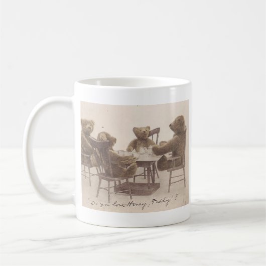 ヴィンテージのテディー・ベア、蜂蜜を愛しますか。 コーヒーマグカップ (左)