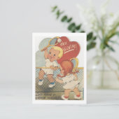 ヴィンテージのテニスのカップルのバレンタイン シーズンポストカード (スタンド正面)