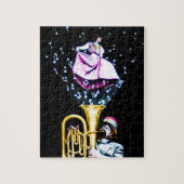 ヴィンテージのテューバのプレーヤーおよび歌手音楽ノート ジグソーパズル (縦)