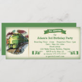 ヴィンテージのディーゼル列車の誕生日のパーティの招待状 招待状 (正面/裏面)