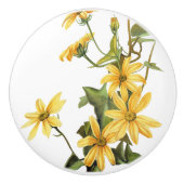 ヴィンテージのデイジーによっては花の野生の花のノブが開花します セラミックノブ (正面)