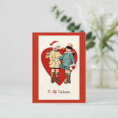 ヴィンテージのデザインのバレンタインデーの郵便はがき シーズンポストカード (スタンド正面)