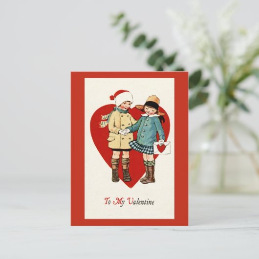 ヴィンテージのデザインのバレンタインデーの郵便はがき シーズンポストカード (スタンド正面)