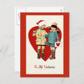 ヴィンテージのデザインのバレンタインデーの郵便はがき シーズンポストカード (正面/裏面)