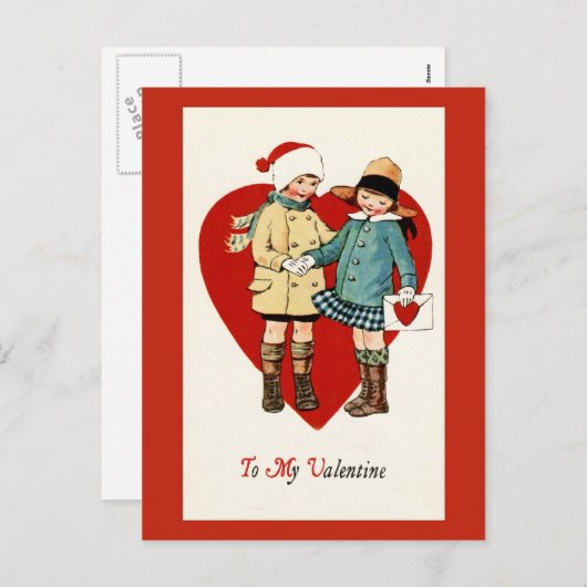 ヴィンテージのデザインのバレンタインデーの郵便はがき シーズンポストカード (正面/裏面)