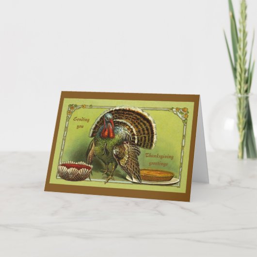 ヴィンテージのデザインの感謝祭の挨拶 シーズンカード (正面)