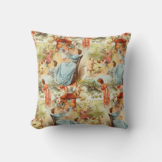 ヴィンテージのデザインの旧式のレトロ場面 クッション (正面)