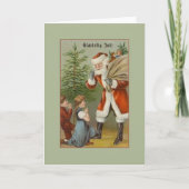 ヴィンテージのデンマーク語のサンタGlædelig 7月のクリスマスカード シーズンカード (正面)