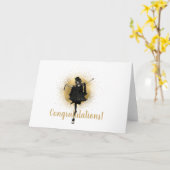 ヴィンテージのトップハットダンサーお祝いメッセージカード カード (黄色い花)