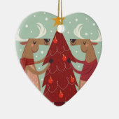 ヴィンテージのトナカイがクリスマスツリーを飾る セラミックオーナメント (右)