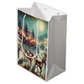 ヴィンテージのトナカイとクリスマスイルミネーション ミディアムペーパーバッグ (正面アングル)