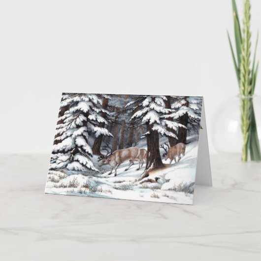 ヴィンテージのトナカイのクリスマスの挨拶の招待状 招待状 (正面)