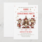 ヴィンテージのトナカイのクリスマスパーティー招待状 招待状 (正面/裏面)