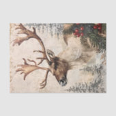 ヴィンテージのトナカイのクリスマス 冬 アンティーク デコパージュ 薄葉紙 (正面)