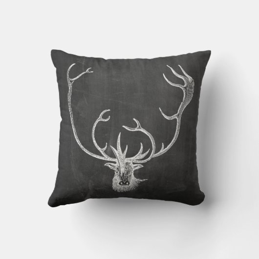ヴィンテージのトナカイの頭部の枝角の黒板 クッション (裏面)