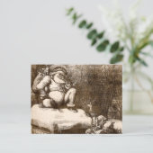 ヴィンテージのトマスNashのハープ奏者の週間1865年のサンタ シーズンポストカード (スタンド正面)