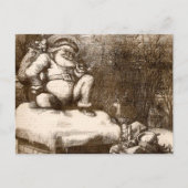 ヴィンテージのトマスNashのハープ奏者の週間1865年のサンタ シーズンポストカード (正面)