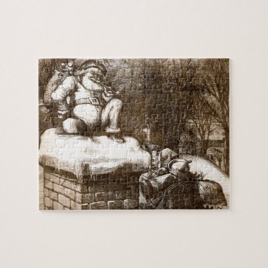 ヴィンテージのトマスNashのハープ奏者の週間1865年のサンタ ジグソーパズル (横)