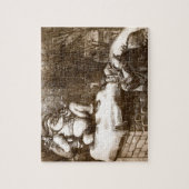 ヴィンテージのトマスNashのハープ奏者の週間1865年のサンタ ジグソーパズル (縦)