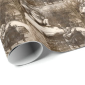 ヴィンテージのトマスNashのハープ奏者の週間1865年のサンタ ラッピングペーパー (ロールコーナー)