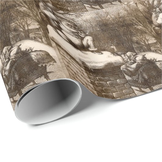 ヴィンテージのトマスNashのハープ奏者の週間1865年のサンタ ラッピングペーパー (ロールコーナー)