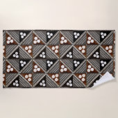 ヴィンテージのトライバルタパパターンFijiから ビーチタオル (正面)