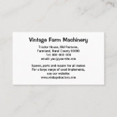 ヴィンテージのトラクターの名刺 名刺 (裏面)