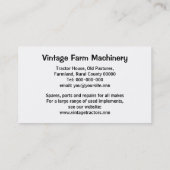 ヴィンテージのトラクターの名刺 名刺 (裏面)