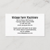 ヴィンテージのトラクターの名刺 名刺 (裏面)