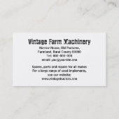 ヴィンテージのトラクターの名刺 名刺 (裏面)