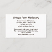 ヴィンテージのトラクターの名刺 名刺 (裏面)