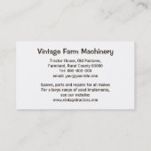 ヴィンテージのトラクターの名刺 名刺 (裏面)