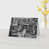 ヴィンテージのトラクターの父の日カード カード (黄色い花)