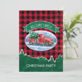 ヴィンテージのトラックのクリスマスのパーティの招待状 招待状 (スタンド正面)