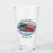 ヴィンテージのトラックのクリスマスのモノグラムのな姓 タンブラーグラス (正面)